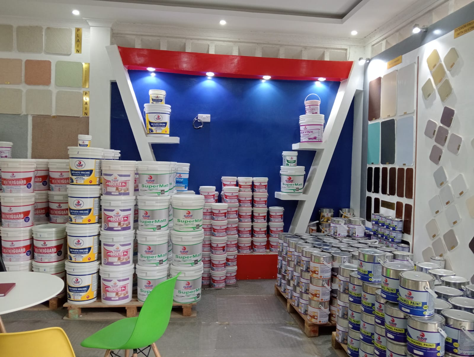 Cloud Paints showroom shelves stocked for collection